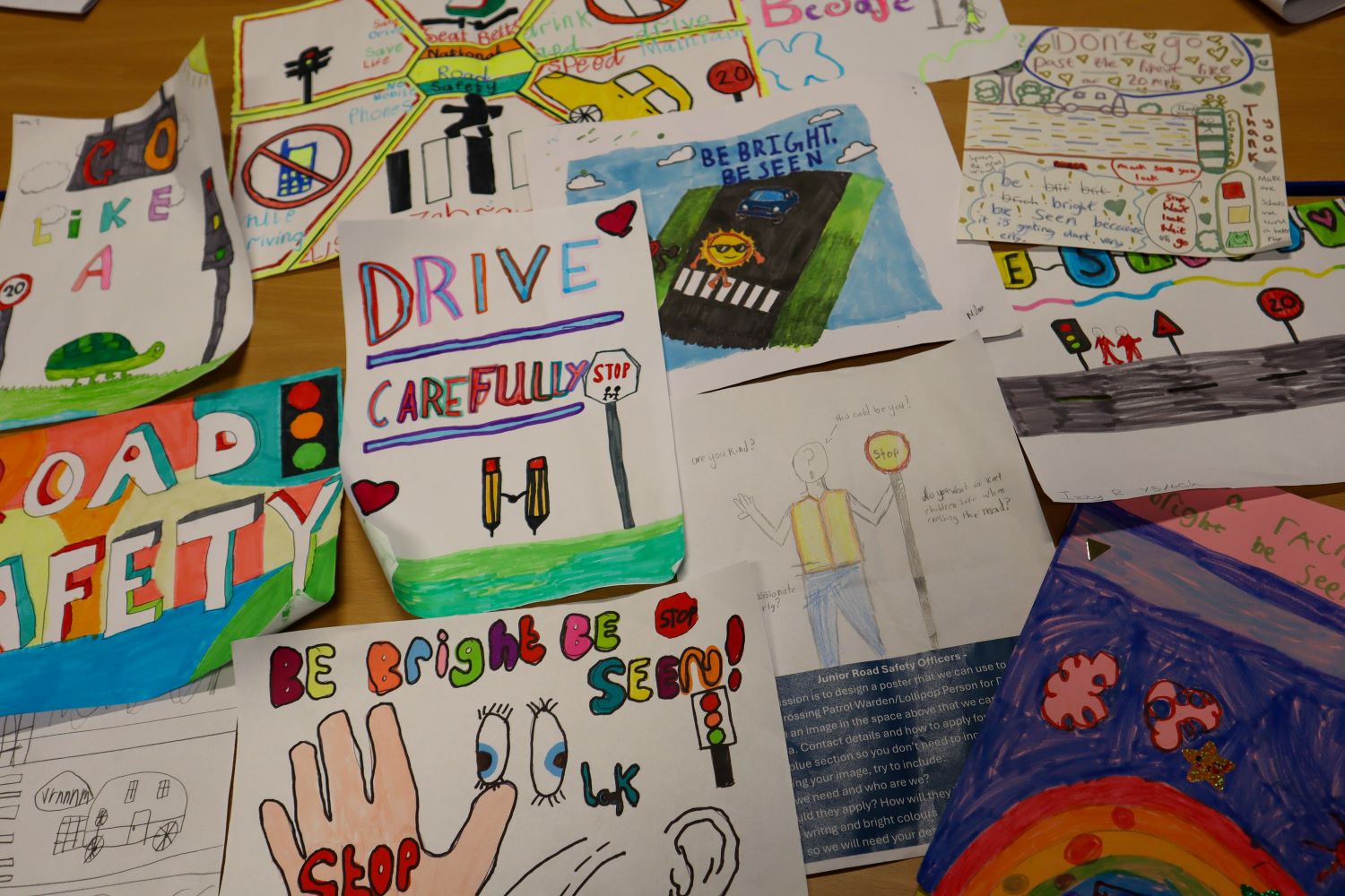 Road safety posters designed by the Junior Road Safety Officers