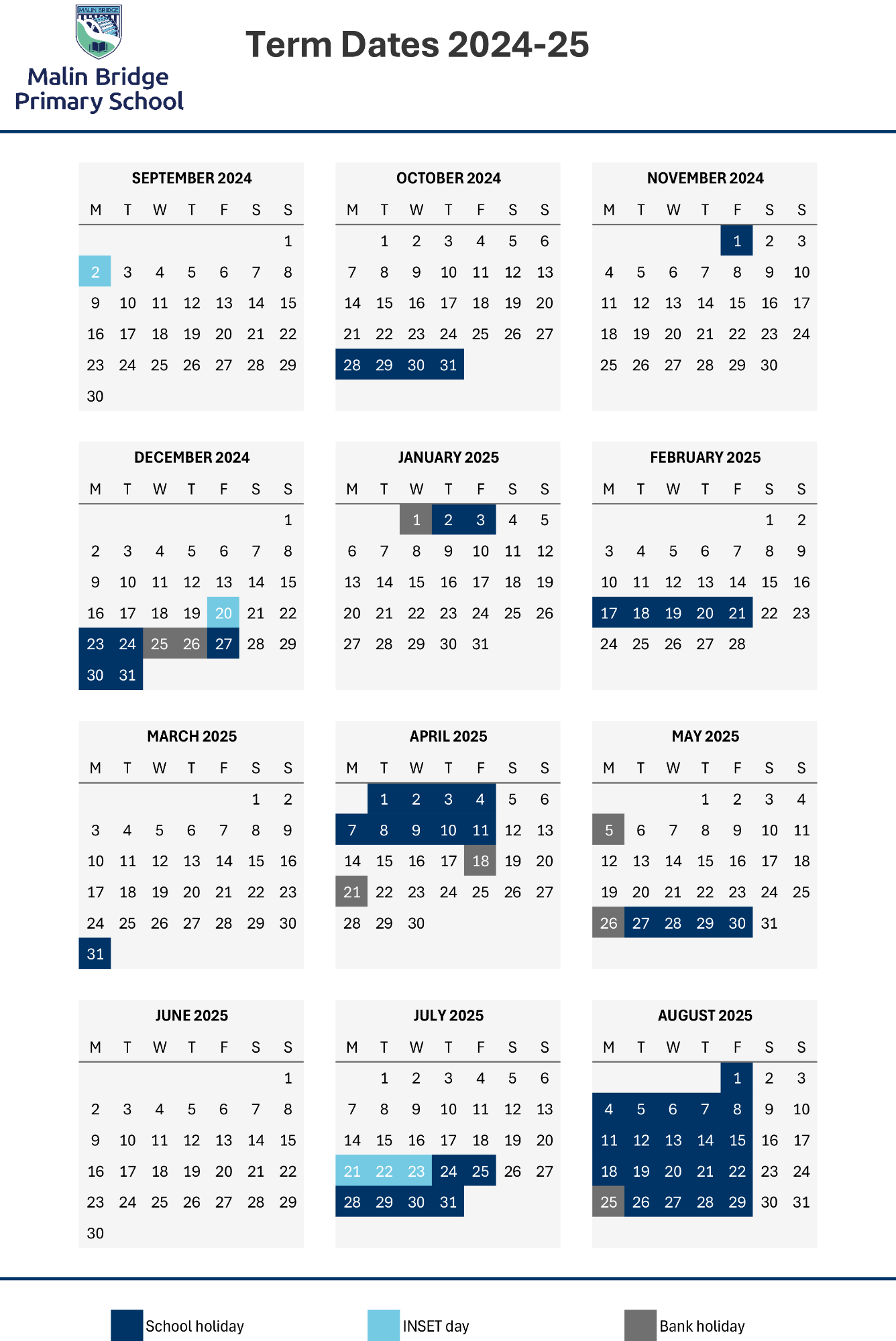 Term dates calendar 2024-25 and link to pdf
