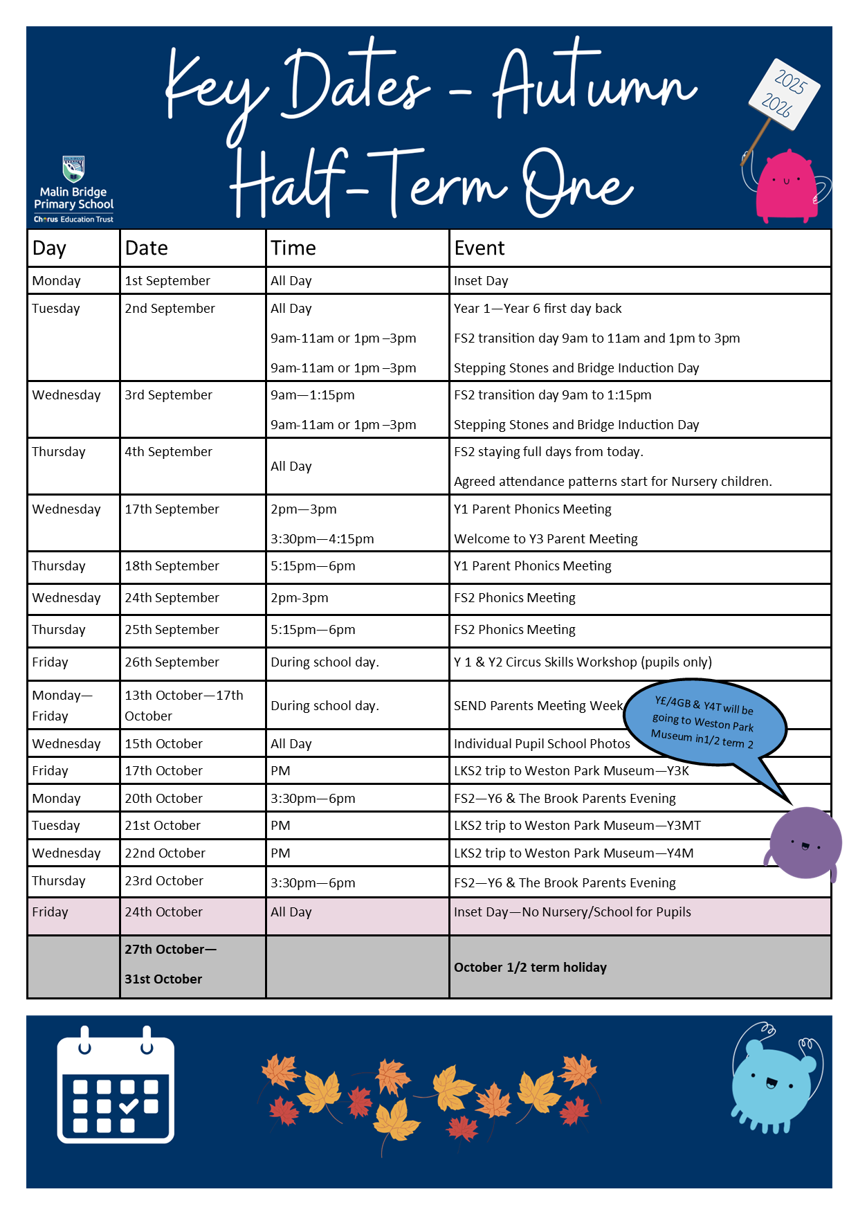 Key Date Document Autumn 1